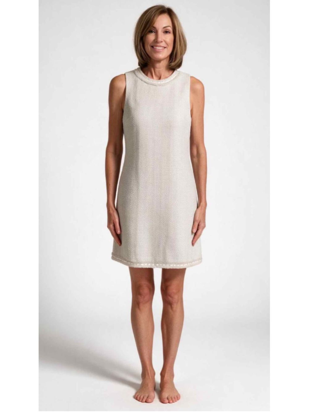 Alice + Olivia Coley Frayed Tweed Mini Dress NWT Off White Oatmeal 6